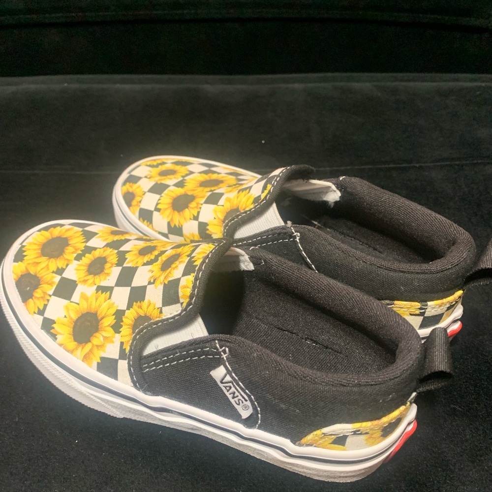 Vans Kids Slip-On Sunflower Checkerboard Sneakers - Yellow, Black, White - Picture 4 of 6